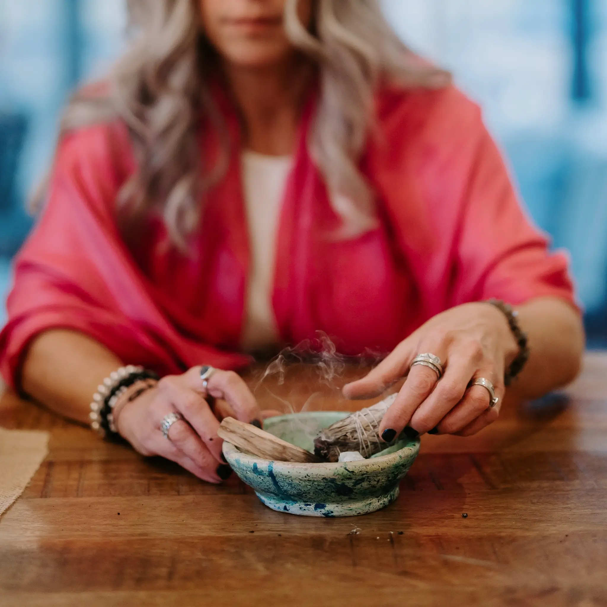 Sage bowl in front of Dawne Sullivan